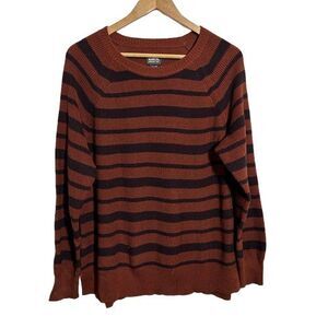 Eddie Bauer Womens Cascadia Striped Cotton Tunic Sweater M Brown Black Cotton